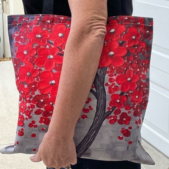 RED FLOWER TREE TOTE BAG - Picture 5 of 6